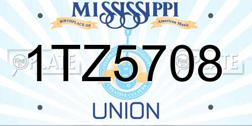1TZ5708 Mississippi License Plate