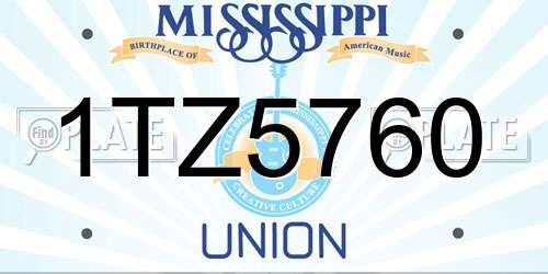 1TZ5760 Mississippi License Plate