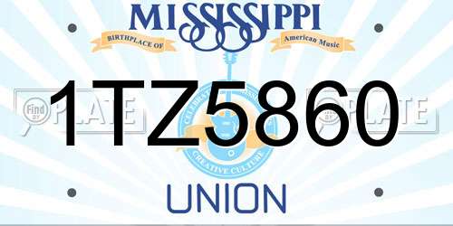 1TZ5860 Mississippi License Plate