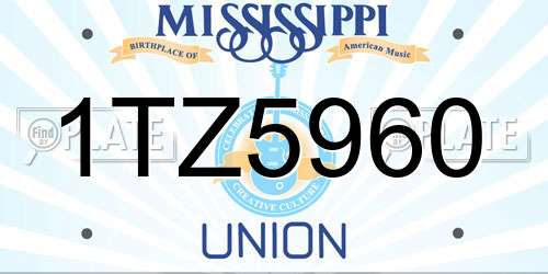 1TZ5960 Mississippi License Plate