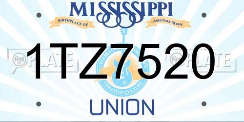 1TZ7520 Mississippi License Plate