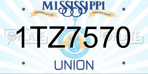 1TZ7570 Mississippi License Plate