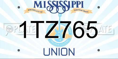 1TZ765 Mississippi License Plate