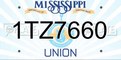 1TZ7660 Mississippi License Plate
