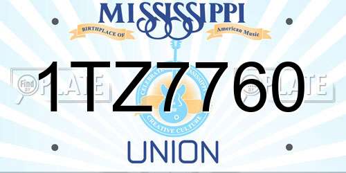 1TZ7760 Mississippi License Plate