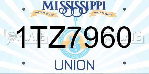 1TZ7960 Mississippi License Plate