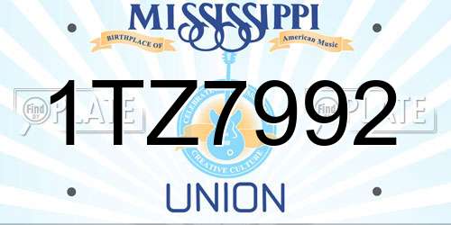 1TZ7992 Mississippi License Plate
