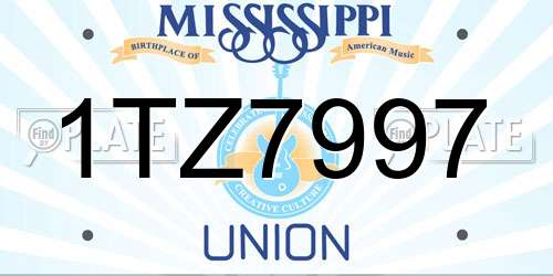1TZ7997 Mississippi License Plate