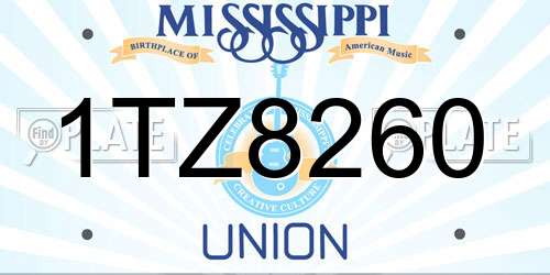 1TZ8260 Mississippi License Plate