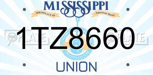 1TZ8660 Mississippi License Plate