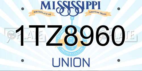 1TZ8960 Mississippi License Plate