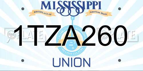 1TZA260 Mississippi License Plate