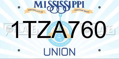 1TZA760 Mississippi License Plate