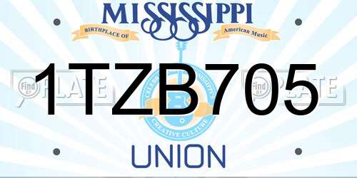 1TZB705 Mississippi License Plate