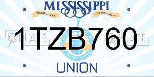 1TZB760 Mississippi License Plate