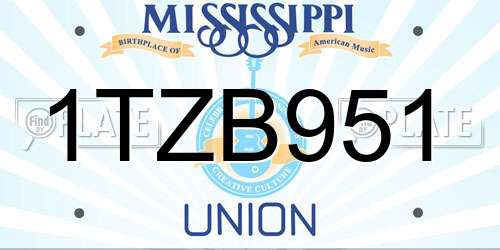 1TZB951 Mississippi License Plate