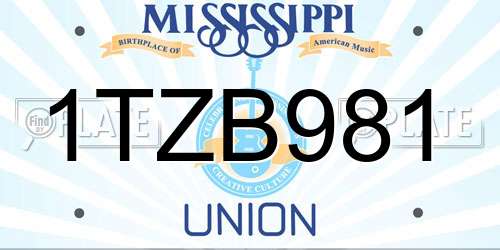 1TZB981 Mississippi License Plate