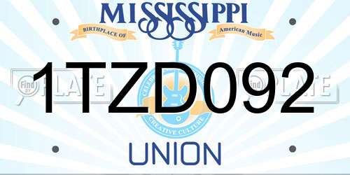1TZD092 Mississippi License Plate
