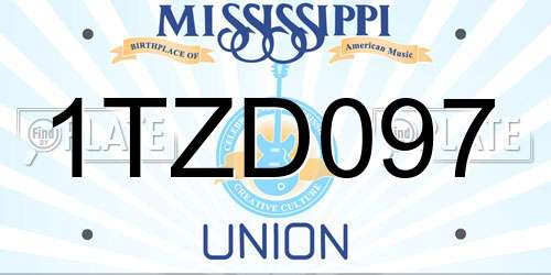 1TZD097 Mississippi License Plate