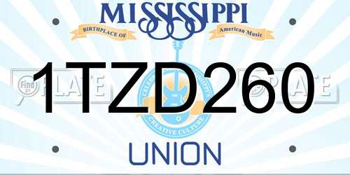 1TZD260 Mississippi License Plate