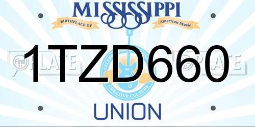 1TZD660 Mississippi License Plate