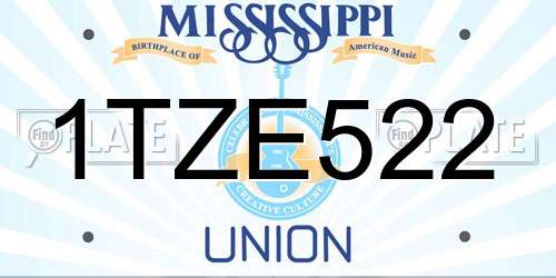 1TZE522 Mississippi License Plate