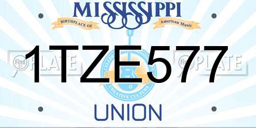 1TZE577 Mississippi License Plate