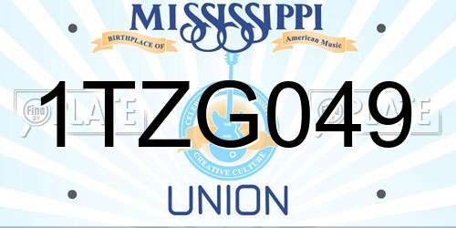 1TZG049 Mississippi License Plate