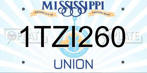 1TZI260 Mississippi License Plate