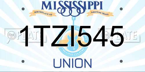 1TZI545 Mississippi License Plate