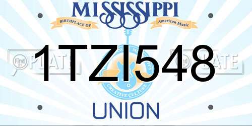 1TZI548 Mississippi License Plate
