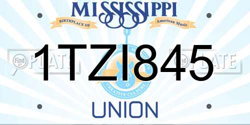 1TZI845 Mississippi License Plate