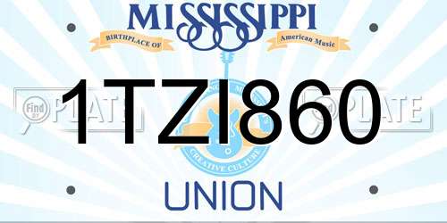 1TZI860 Mississippi License Plate