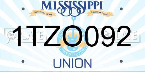 1TZO092 Mississippi License Plate