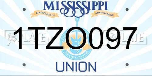 1TZO097 Mississippi License Plate