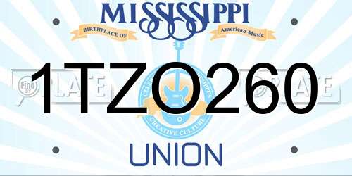 1TZO260 Mississippi License Plate