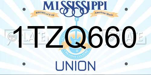 1TZQ660 Mississippi License Plate