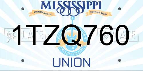 1TZQ760 Mississippi License Plate