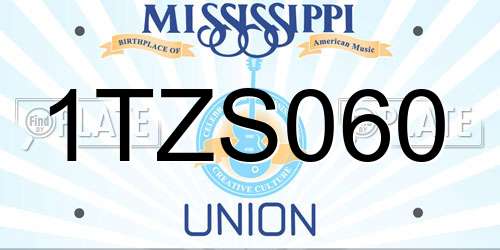 1TZS060 Mississippi License Plate