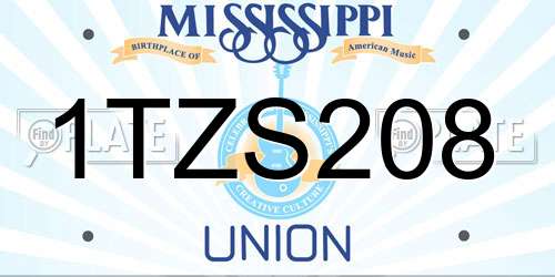 1TZS208 Mississippi License Plate
