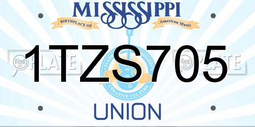 1TZS705 Mississippi License Plate