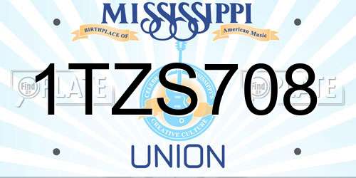 1TZS708 Mississippi License Plate