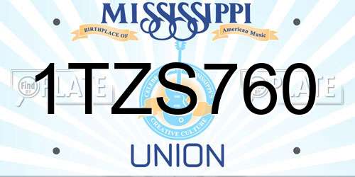 1TZS760 Mississippi License Plate