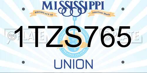 1TZS765 Mississippi License Plate