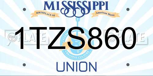 1TZS860 Mississippi License Plate