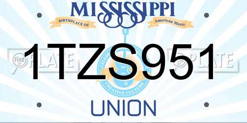 1TZS951 Mississippi License Plate