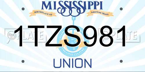 1TZS981 Mississippi License Plate
