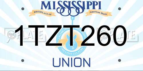 1TZT260 Mississippi License Plate