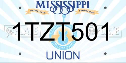 1TZT501 Mississippi License Plate