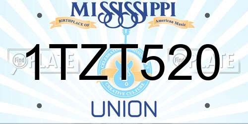 1TZT520 Mississippi License Plate